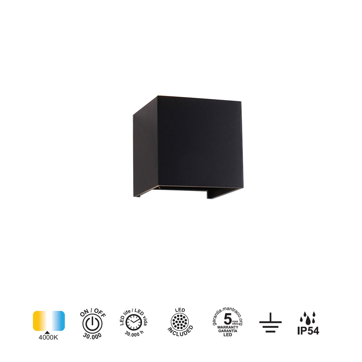 Mantra DAVOS vanjska zidna LED svjetiljka 12W 4000K IP54 100MM CRNA
