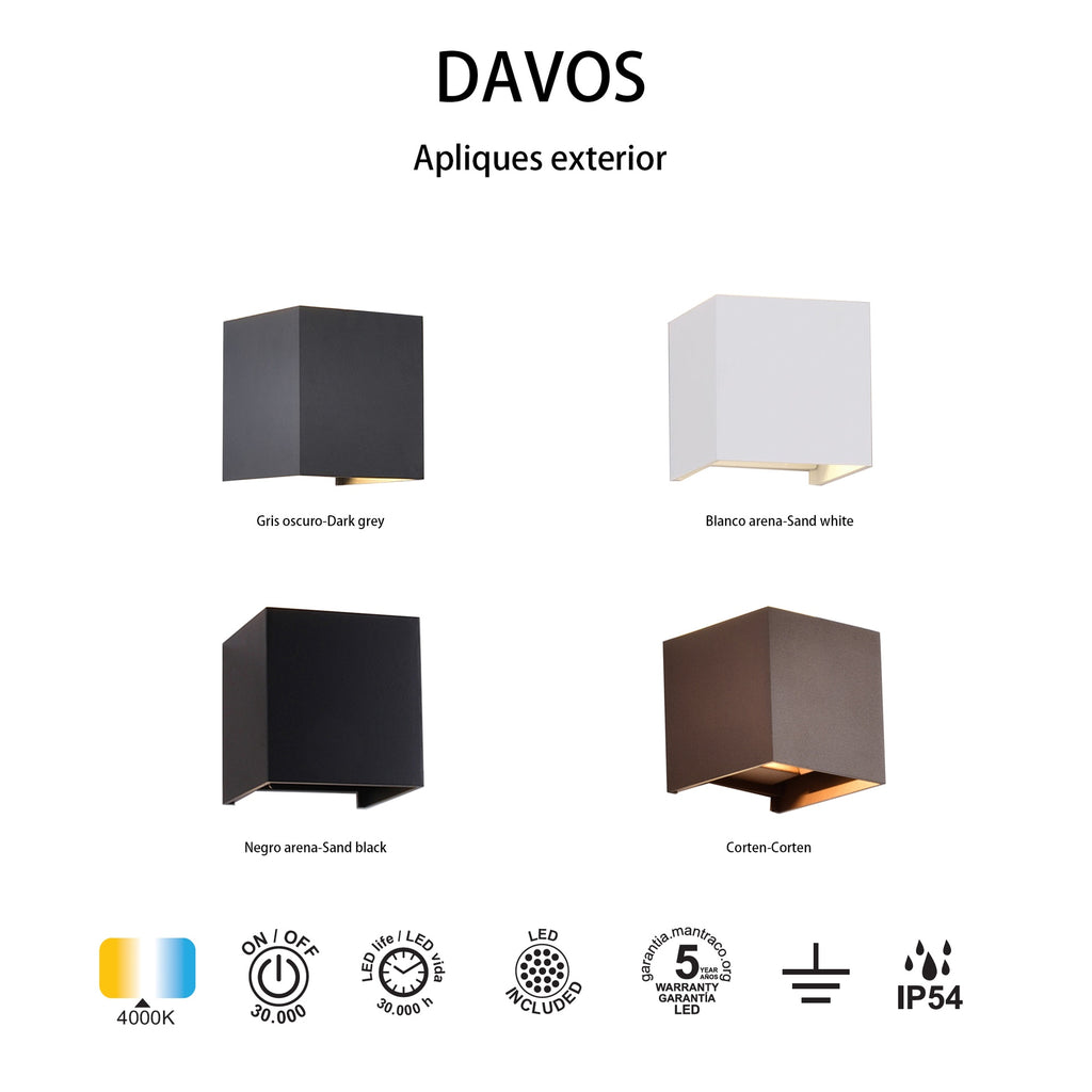 Mantra DAVOS vanjska zidna LED svjetiljka 12W 4000K IP54 100MM SMEĐA