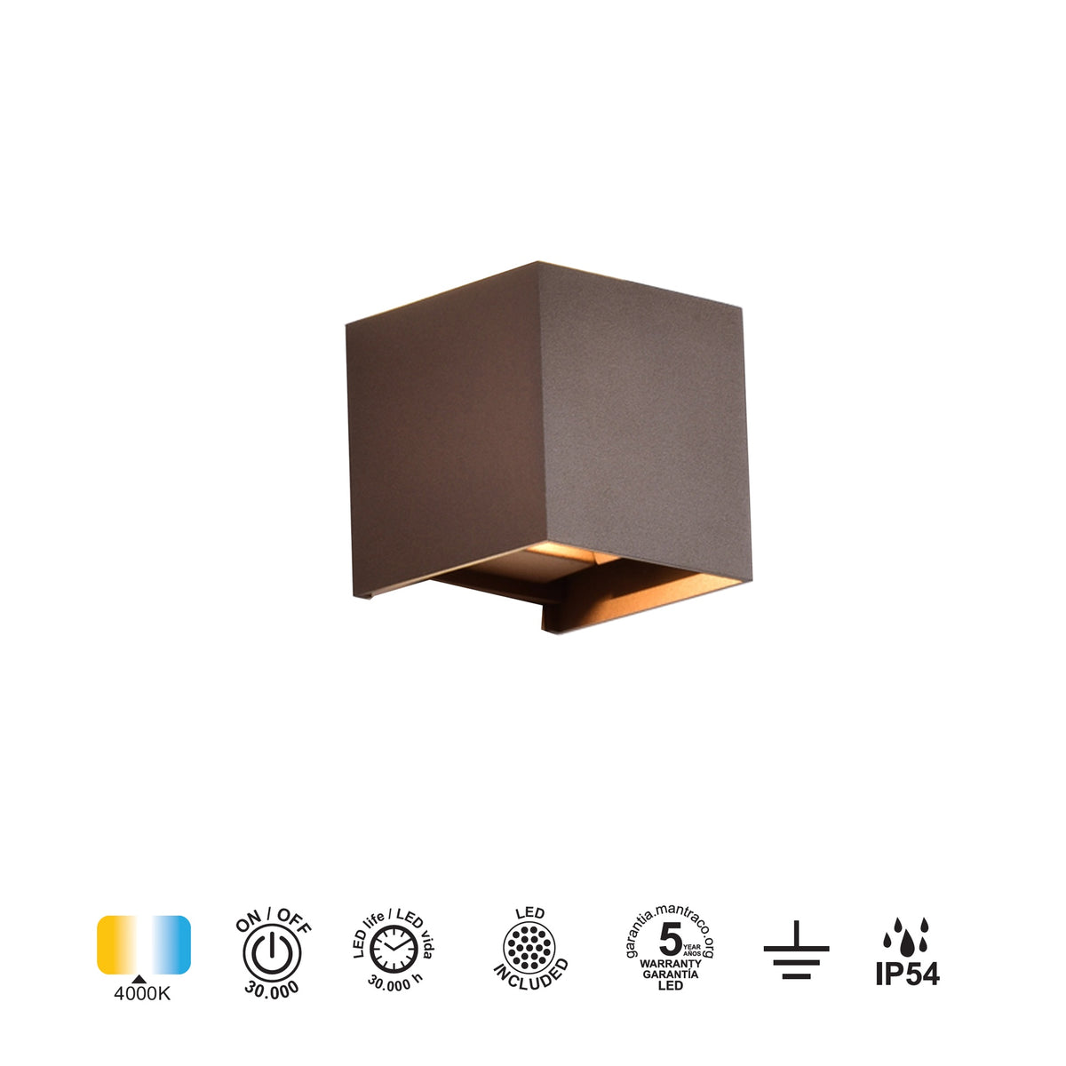 Mantra DAVOS vanjska zidna LED svjetiljka 12W 4000K IP54 100MM SMEĐA