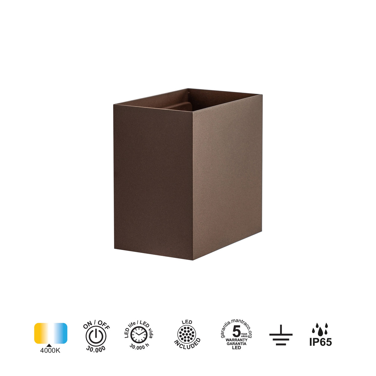 Mantra DAVOS vanjska zidna LED svjetiljka 20W 4000K IP65 150MM SMEĐA