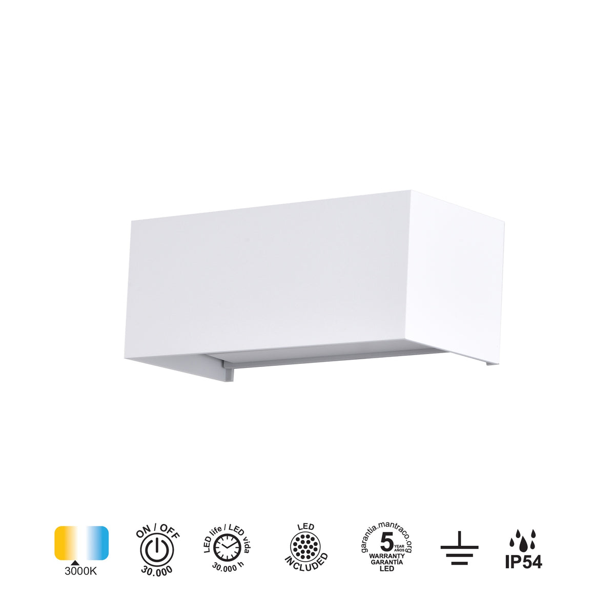 Mantra DAVOS vanjska zidna LED svjetiljka 24W 3000K IP54 200MM BIJELA
