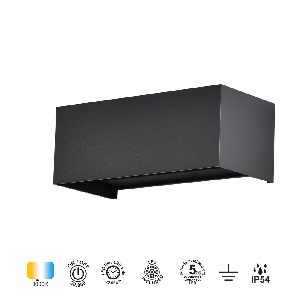 Mantra DAVOS vanjska zidna LED svjetiljka 24W 3000K IP54 200MM CRNA