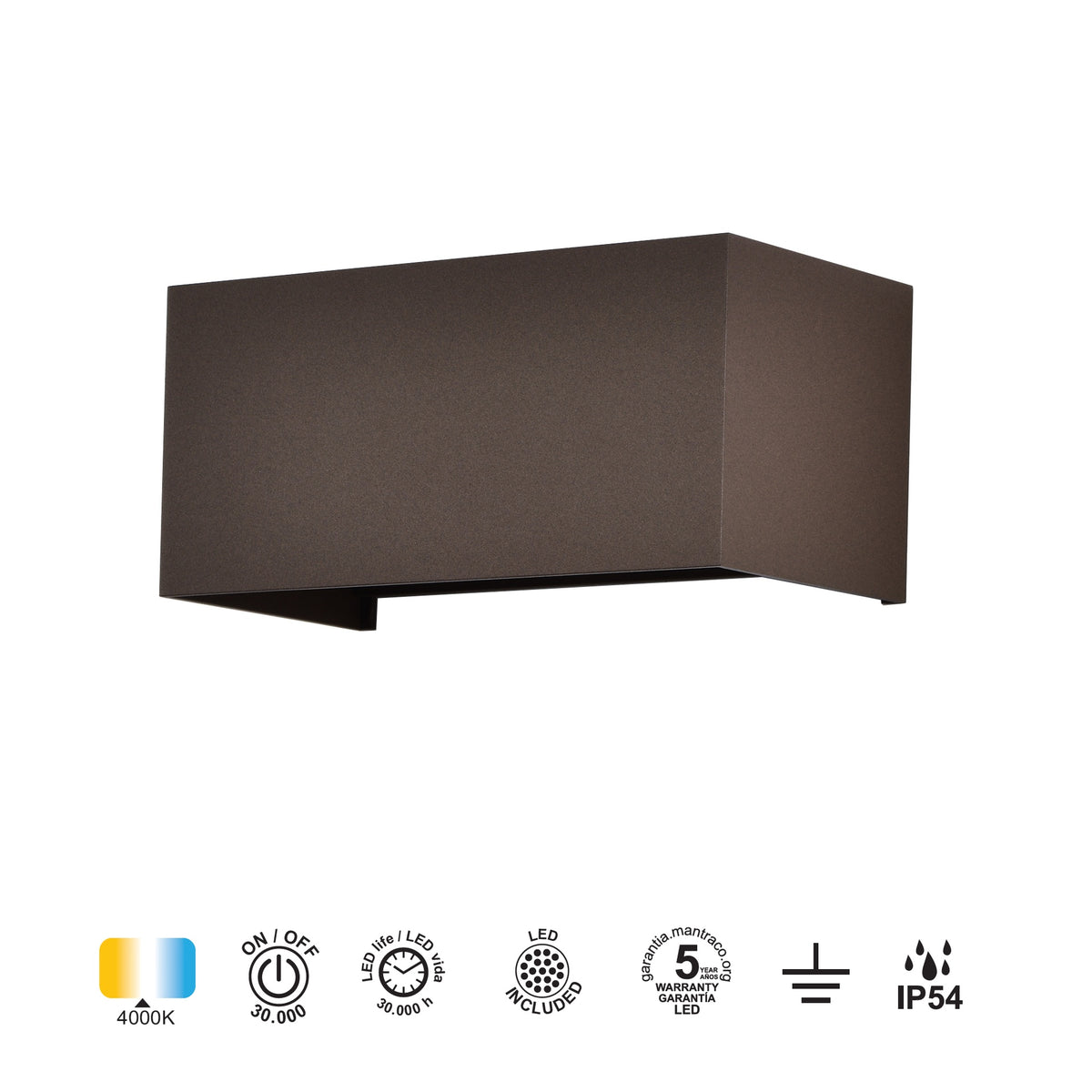 Mantra DAVOS vanjska zidna LED svjetiljka 24W 4000K IP54 200MM SMEĐA