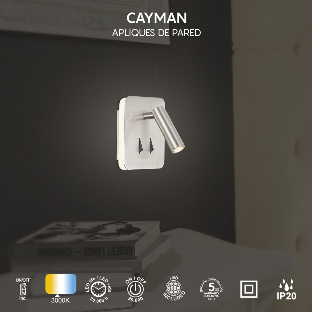 Mantra CAYMAN LED Zidna svjetiljka 3+6W 3000K KVADRATNA KROM