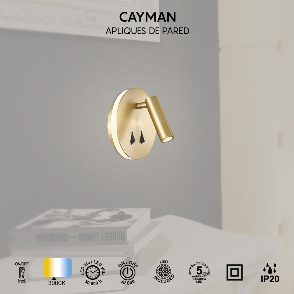 Mantra CAYMAN LED Zidna svjetiljka 3+6W 3000K OKRUGLA ZLATNA