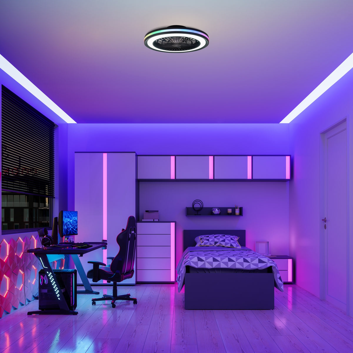 Mantra GAMER LED stropni ventilator 56cm CRNI