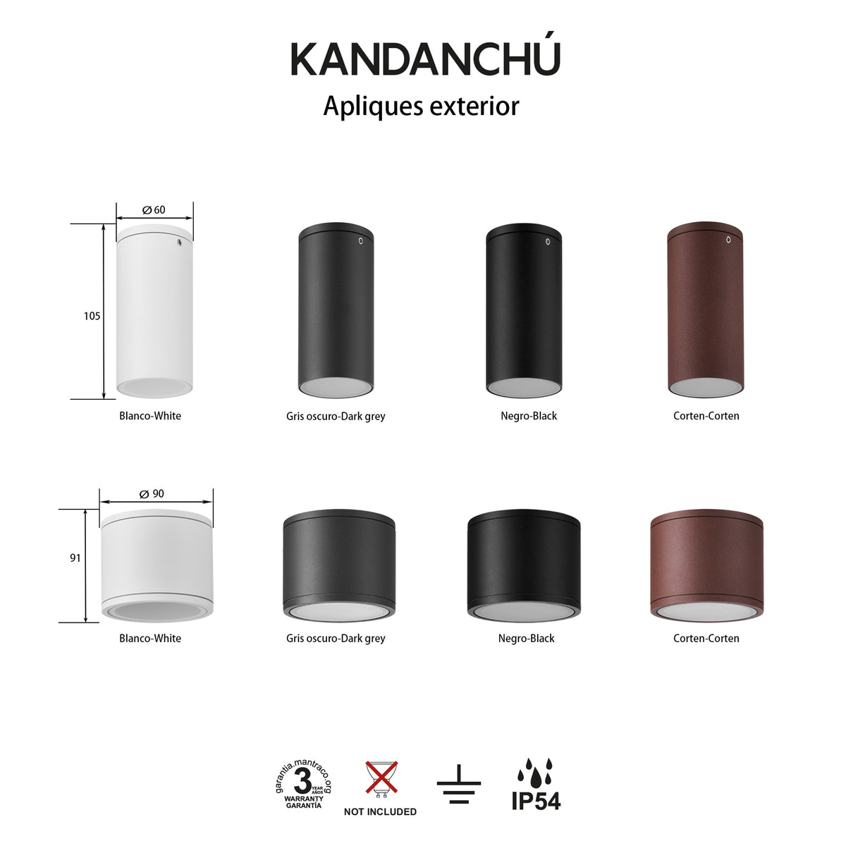 Mantra KANDANCHU vanjska stropna svjetiljka 1xGU10 IP54 Ø60MM SMEĐA