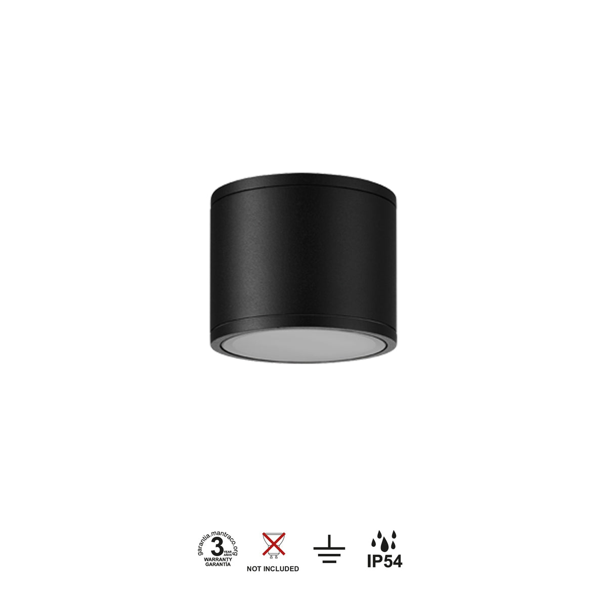 Mantra KANDANCHU vanjska stropna svjetiljka 1xGU10 IP54 Ø90MM CRNA