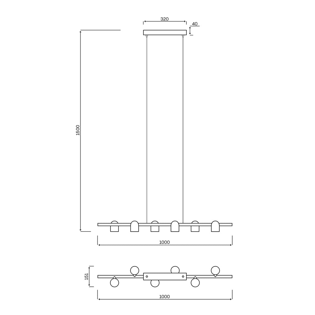 Mantra IOS viseća svjetiljka 6xGU10 1000mm BIJELA
