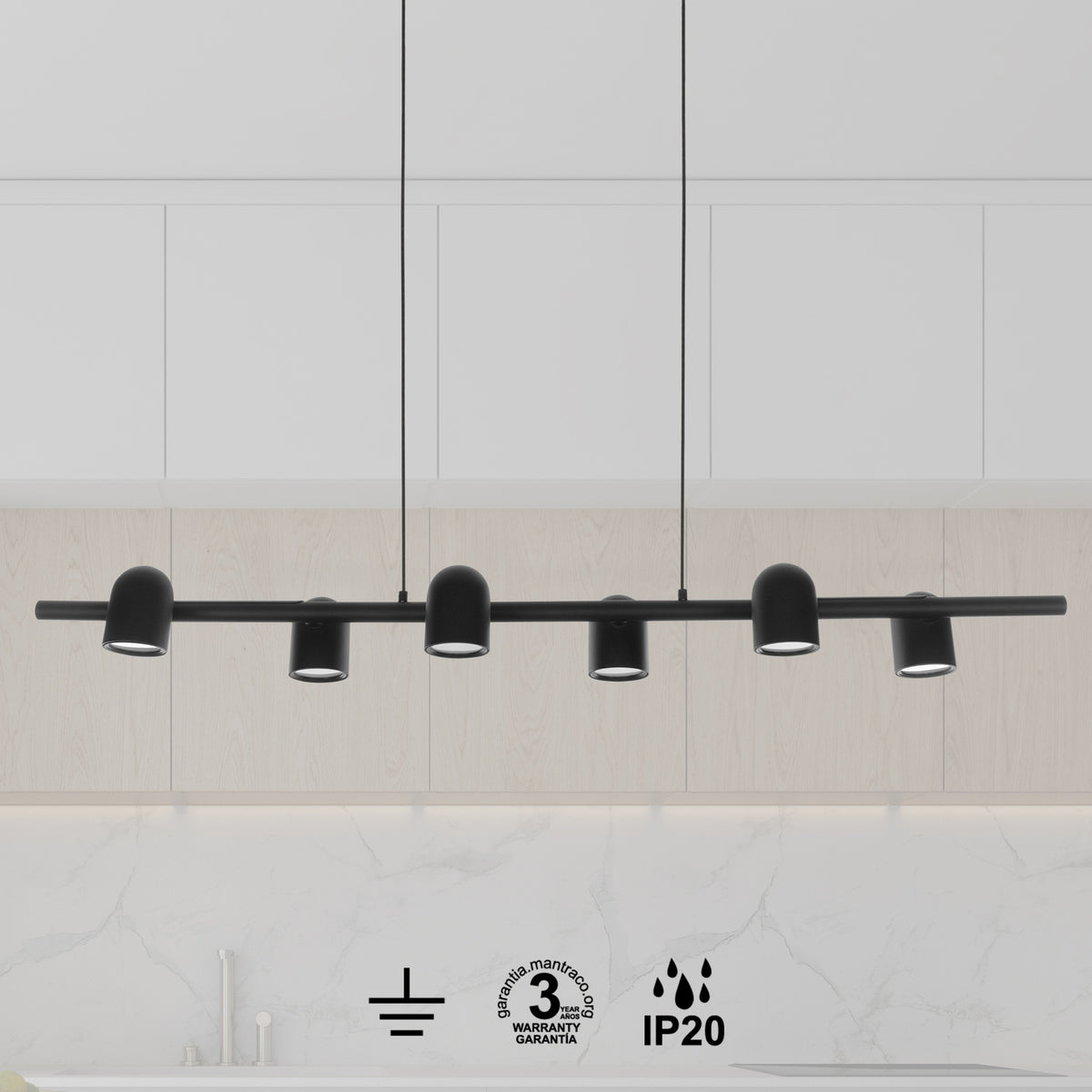 Mantra IOS viseća svjetiljka 6xGU10 1000mm CRNA