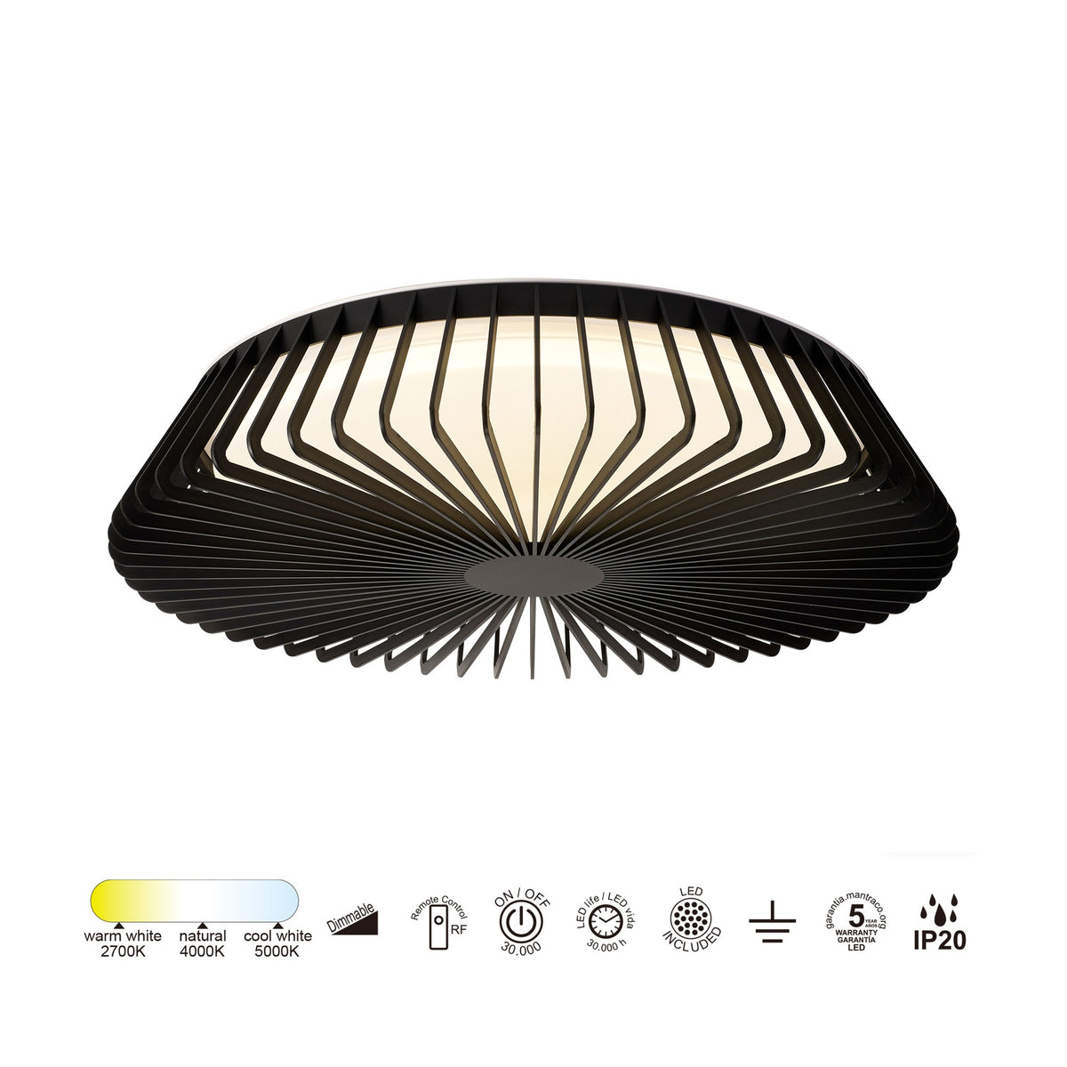 Mantra HIMALAYA DIMABILNA stropna svjetiljka LED 80W 63CM CCT CRNA