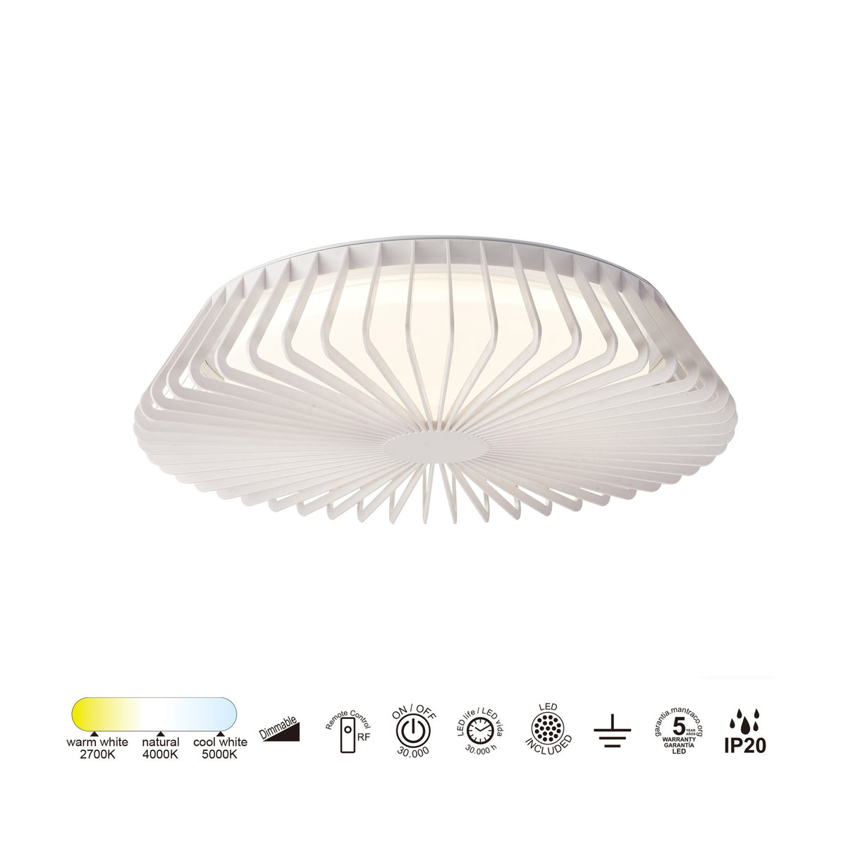 Mantra HIMALAYA DIMABILNA stropna svjetiljka LED 56W 53CM CCT BIJELA
