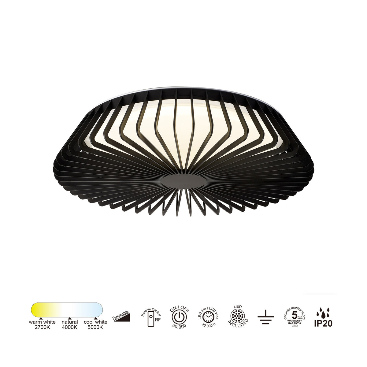 Mantra HIMALAYA DIMABILNA stropna svjetiljka LED 56W 53CM CCT CRNA