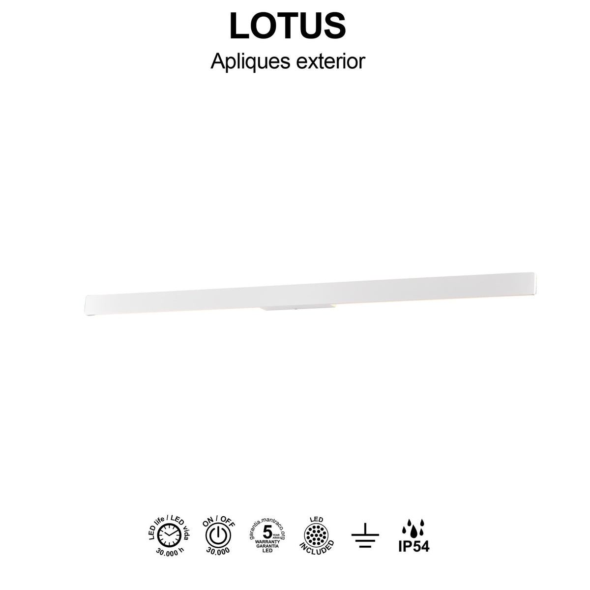 Mantra LOTUS vanjska zidna LED svjetiljka 20W 3000K IP54 1410MM BIJELA