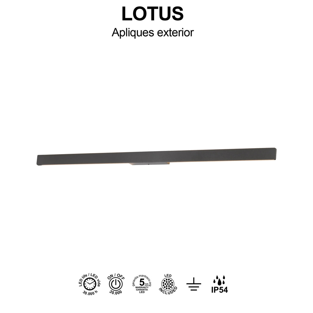 Mantra LOTUS vanjska zidna LED svjetiljka 20W 3000K IP54 1410MM TAMNO SIVA