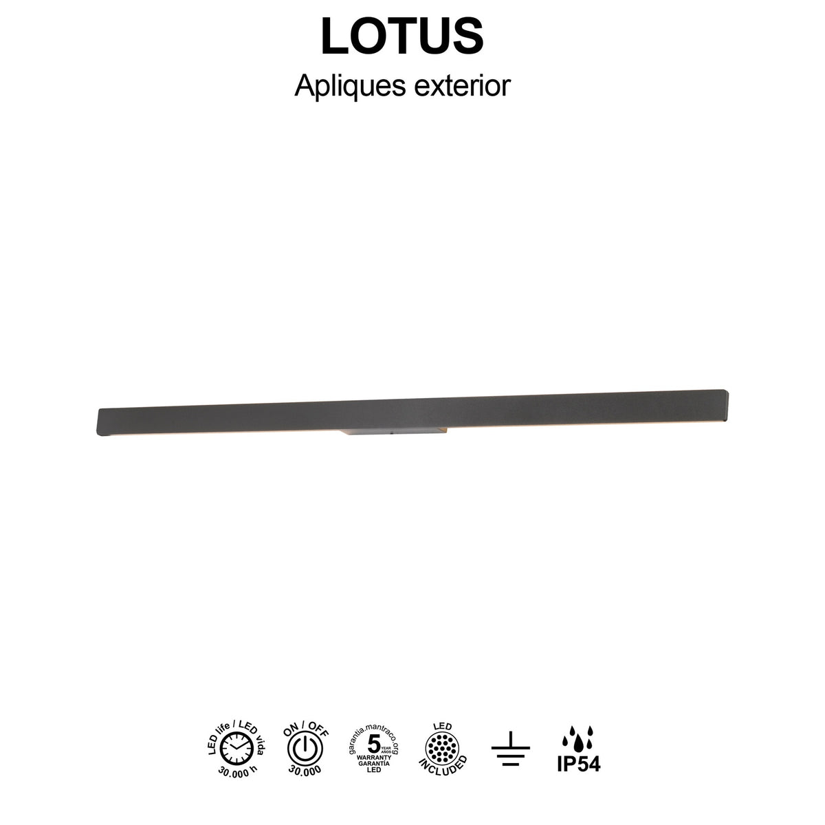 Mantra LOTUS vanjska zidna LED svjetiljka 20W 3000K IP54 1410MM TAMNO SIVA