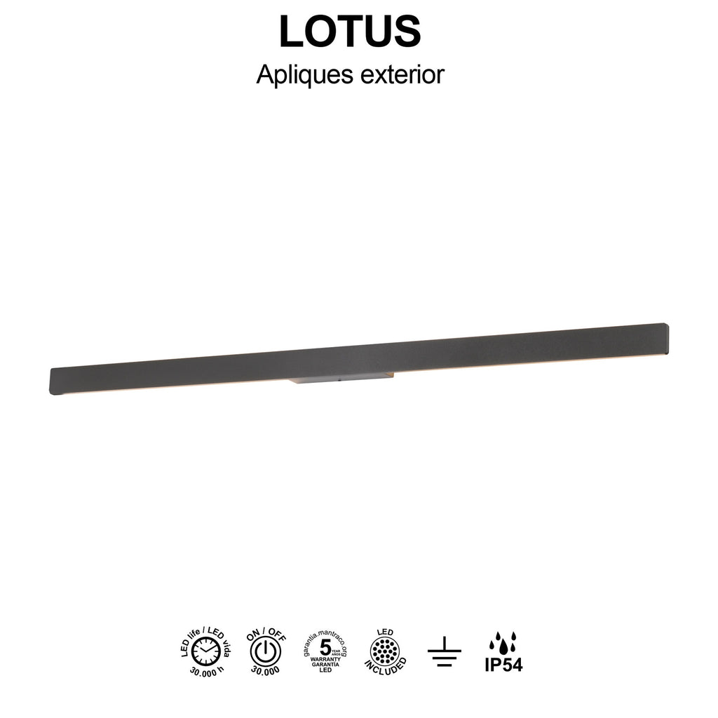 Mantra LOTUS vanjska zidna LED svjetiljka 24W 3000K IP54 1410MM TAMNO SIVA