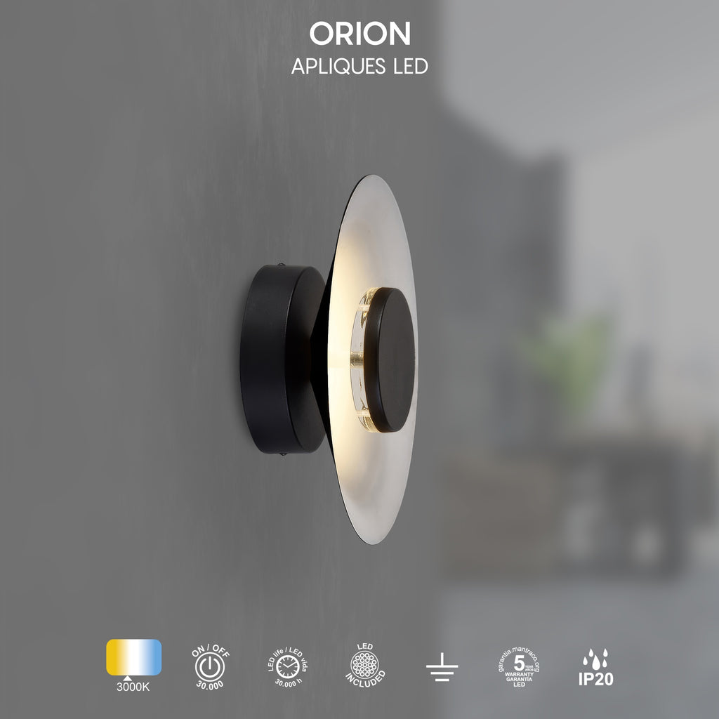 Mantra ORION LED Zidna lampa 8W 3000K Ø250mm CRNA
