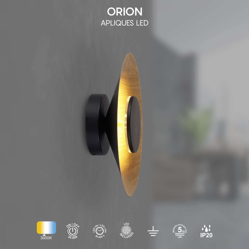 Mantra ORION LED Zidna lampa 20W 3000K Ø400mm CRNA/DRVO