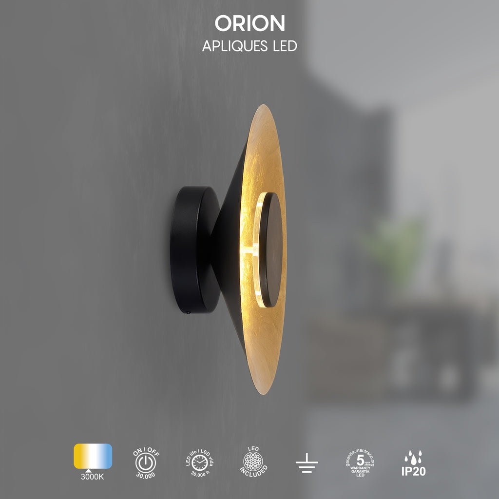 Mantra ORION LED Zidna lampa 20W 3000K Ø400mm CRNA/ZLATNA