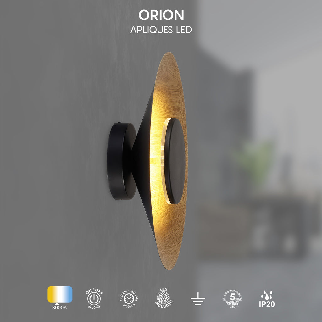 Mantra ORION LED Zidna lampa 24W 3000K Ø500mm CRNA/DRVO