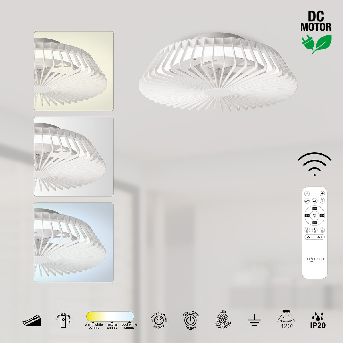 Mantra HIMALAYA MINI LED stropni ventilator 53cm BIJELI