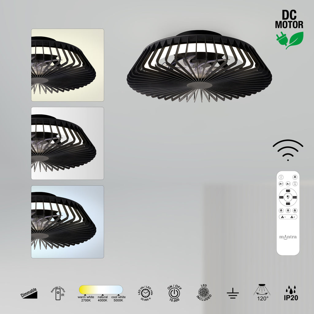 Mantra HIMALAYA MINI LED stropni ventilator 53cm CRNI