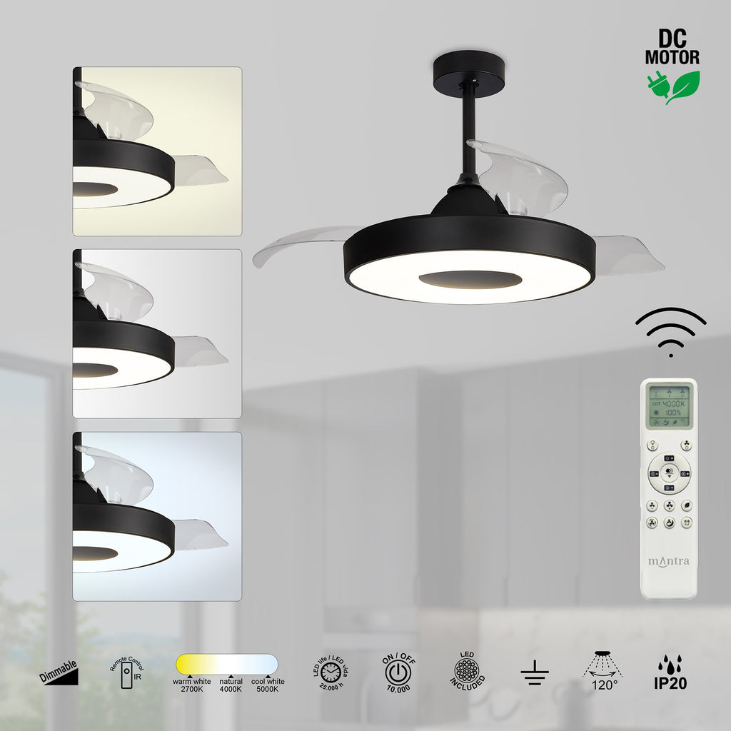 Mantra COIN FAN PAMETNI LED stropni ventilator 106.2cm CRNI