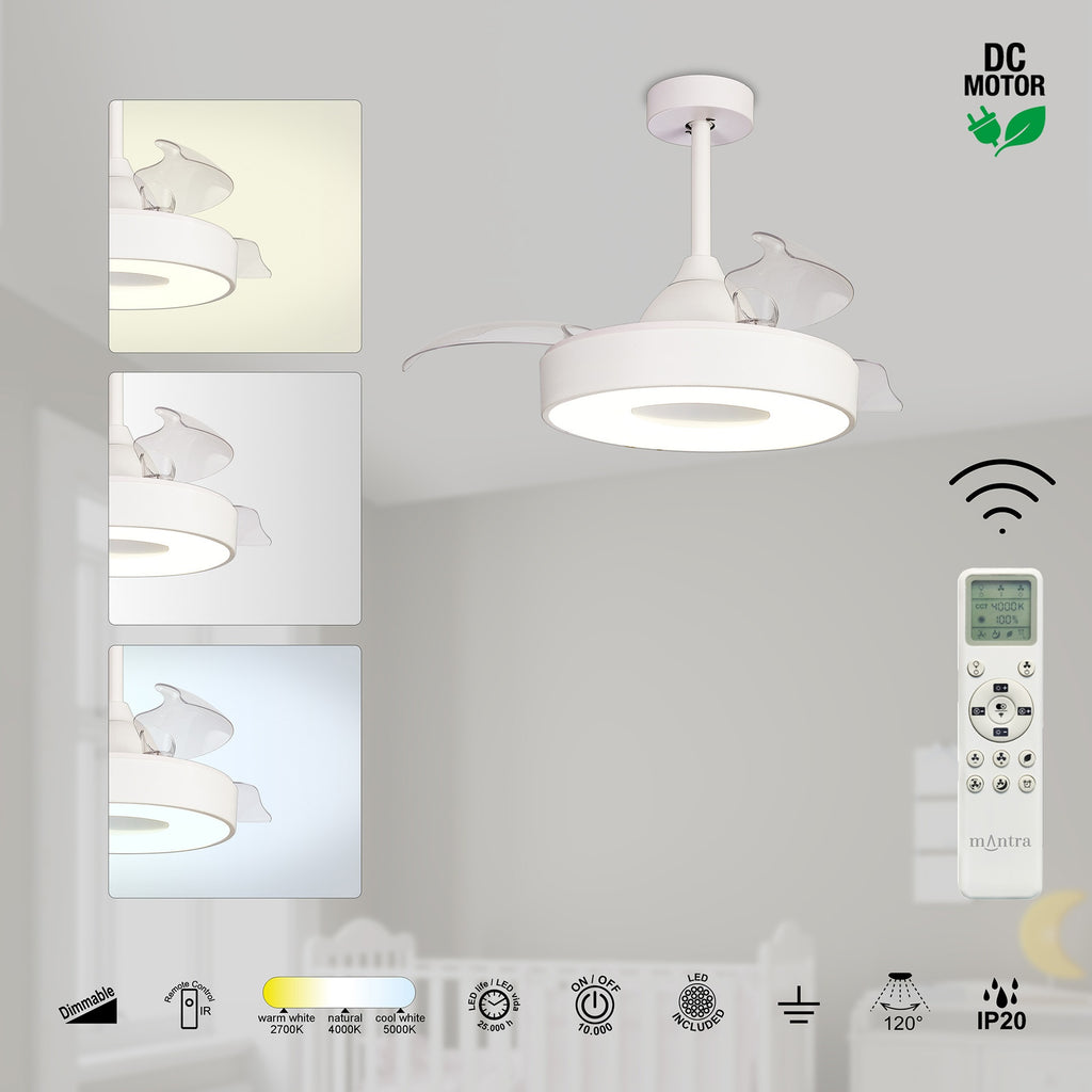Mantra COIN FAN MINI PAMETNI LED stropni ventilator 91cm BIJELI