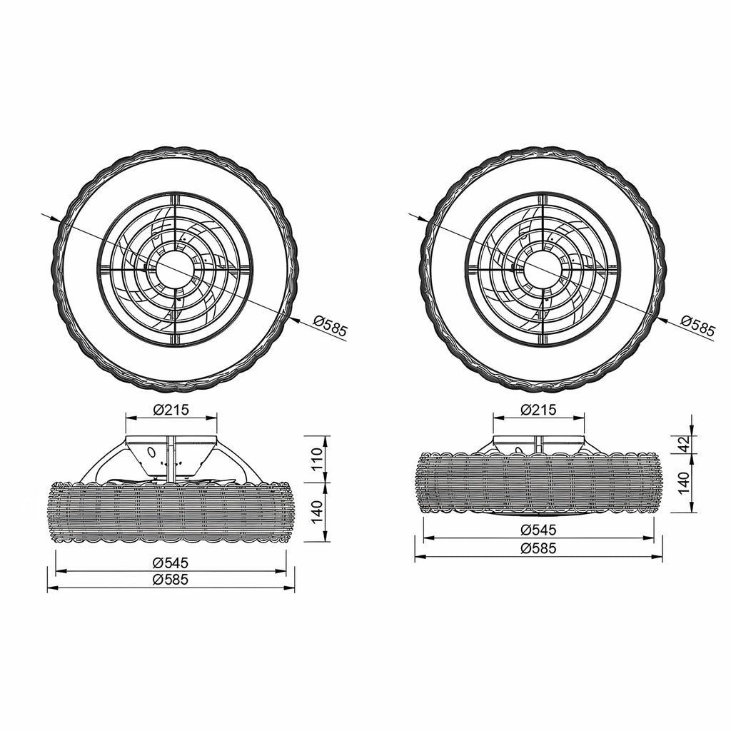 Mantra KILIMANJARO MINI LED stropni ventilator 58cm IP44 RATAN
