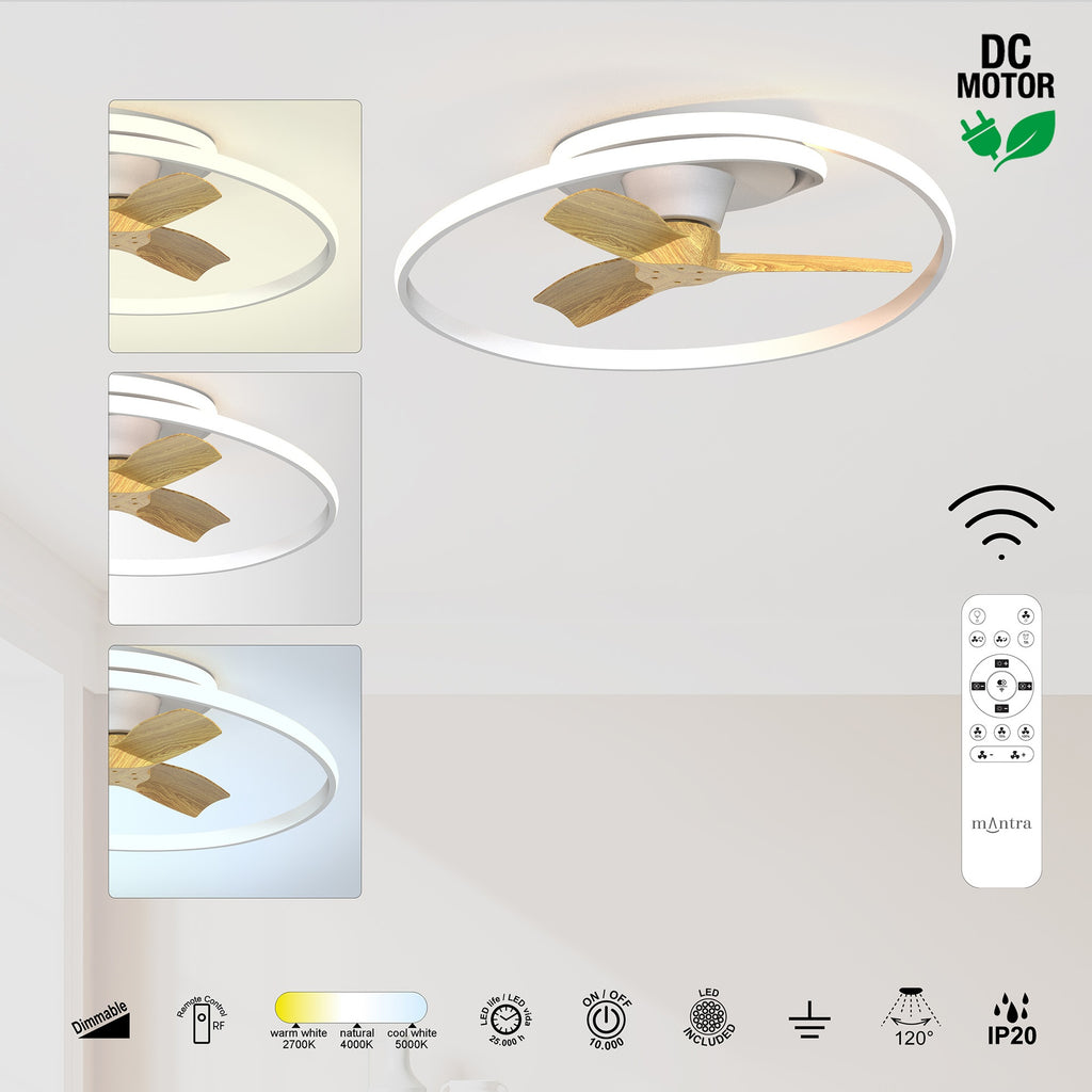 Mantra OCEAN LED stropni ventilator 78cm DRVO/BIJELA