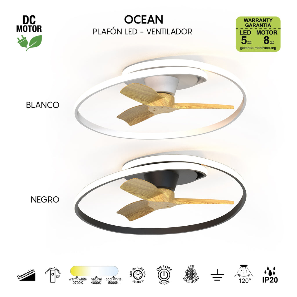 Mantra OCEAN LED stropni ventilator 78cm DRVO/CRNA