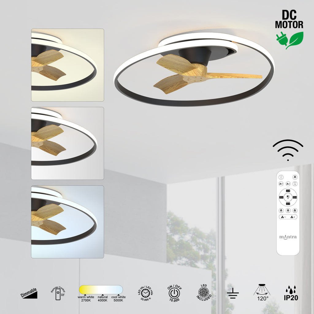 Mantra OCEAN LED stropni ventilator 78cm DRVO/CRNA