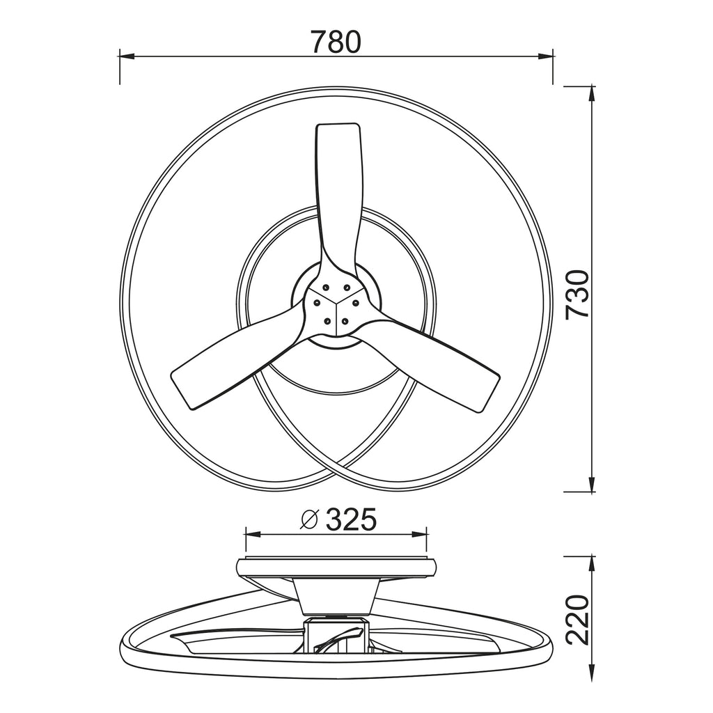 Mantra OCEAN LED stropni ventilator 78cm DRVO/CRNA