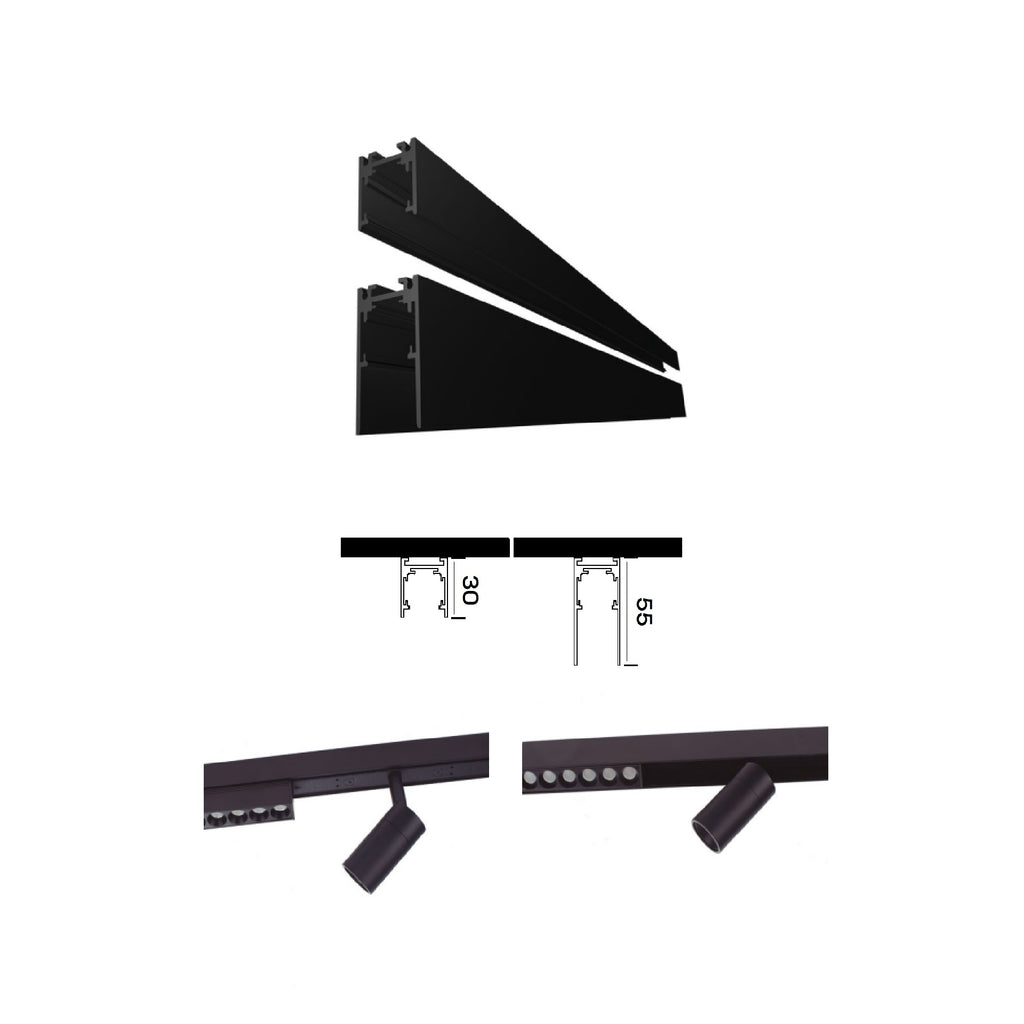 Magnetna tračnica V30mm 200CM za Magnetni sustav Mantra MAGNETO, CRNA