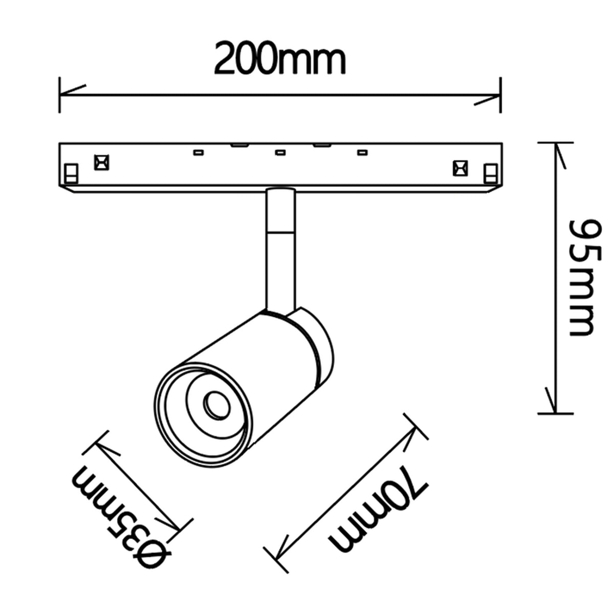 LED spot reflektor 5W 3000K 48V 7CM za Magnetni sustav Mantra MAGNETO, CRNI