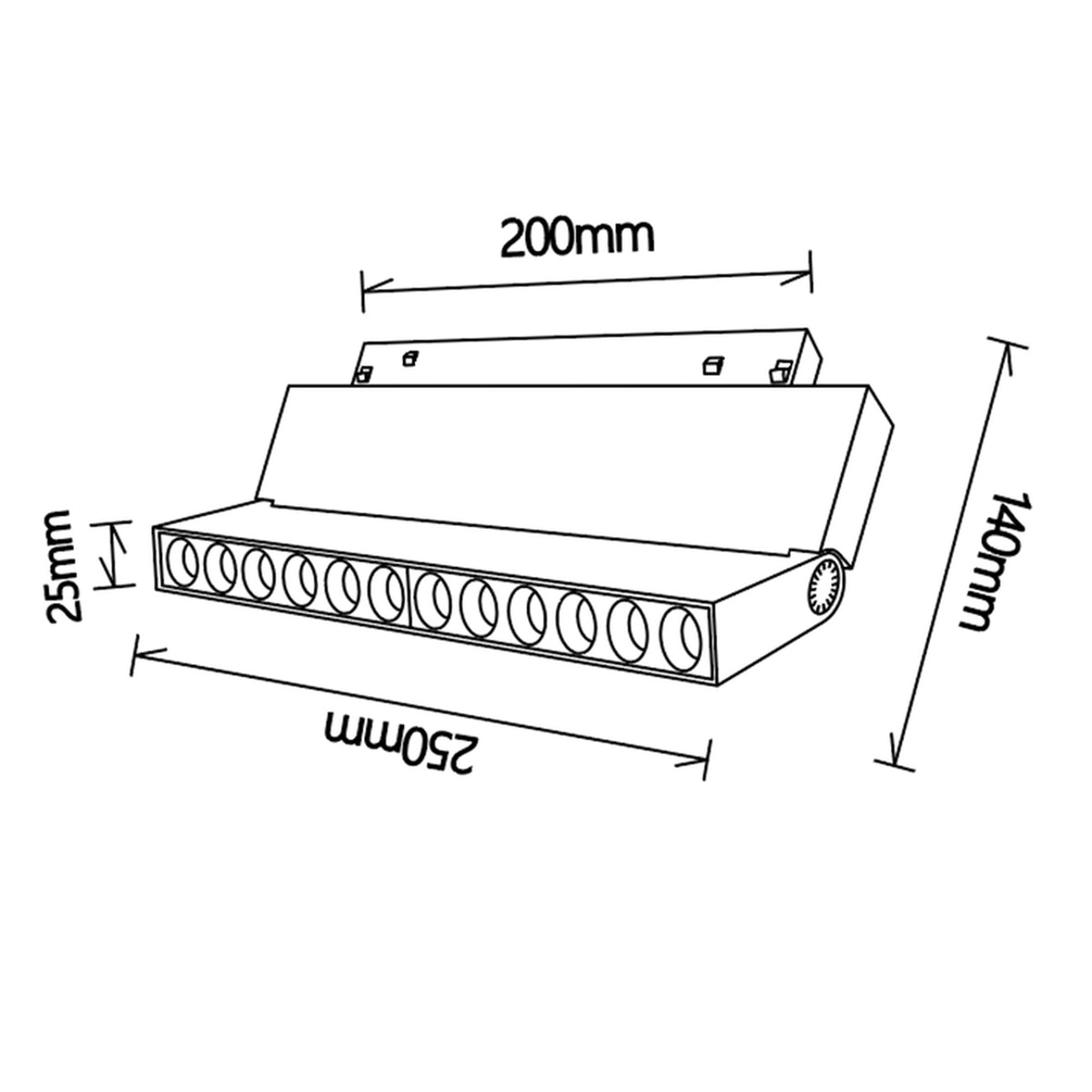 LED spot svjetiljka 20W 3000K 48V 25CM za Magnetni sustav Mantra MAGNETO, CRNA