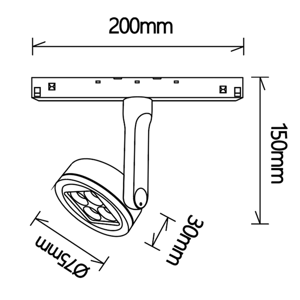 LED spot svjetiljka 10W 3000K 48V Ø7CM za Magnetni sustav Mantra MAGNETO, CRNA