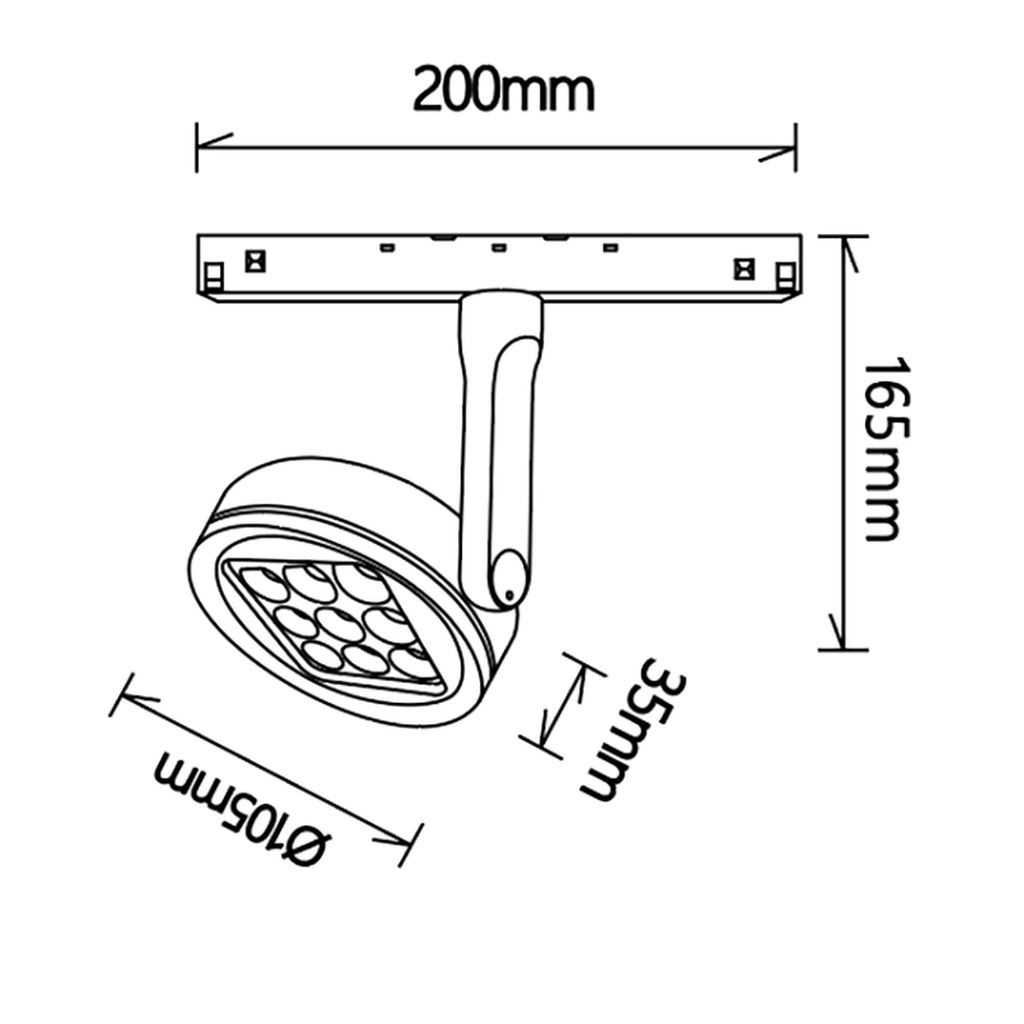 LED spot svjetiljka 20W 3000K 48V Ø10CM za Magnetni sustav Mantra MAGNETO, CRNA