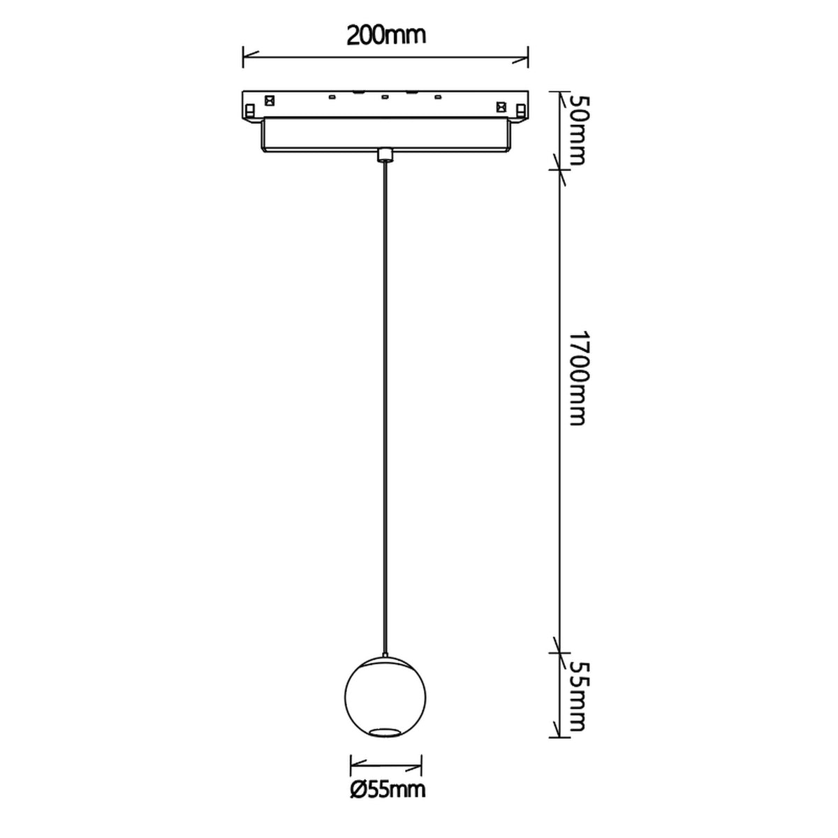LED viseća svjetiljka 7W 3000K 48V Ø5CM za Magnetni sustav Mantra MAGNETO, CRNA