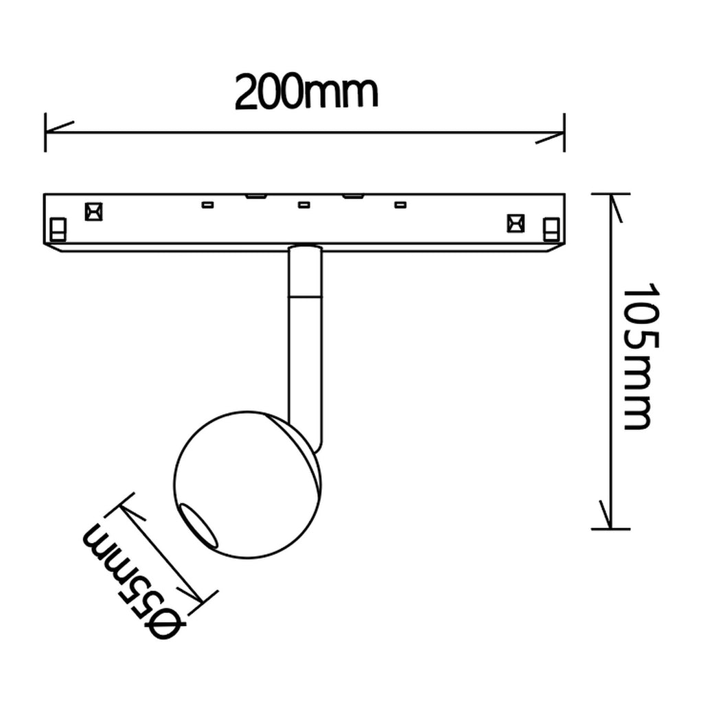 LED spot dimabilna svjetiljka 7W 3000K 48V Ø5CM za Magnetni sustav Mantra MAGNETO, CRNA