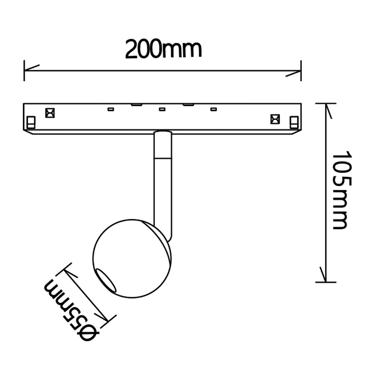 LED spot dimabilna svjetiljka 7W 3000K 48V Ø5CM za Magnetni sustav Mantra MAGNETO, CRNA