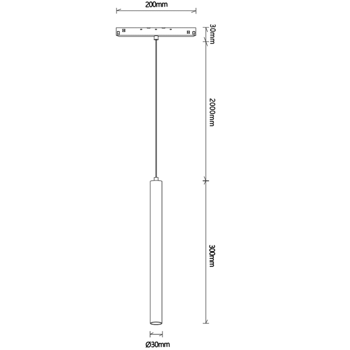 LED dimabilna viseća svjetiljka 5W 3000K 48V 30CM za Magnetni sustav Mantra MAGNETO, CRNA