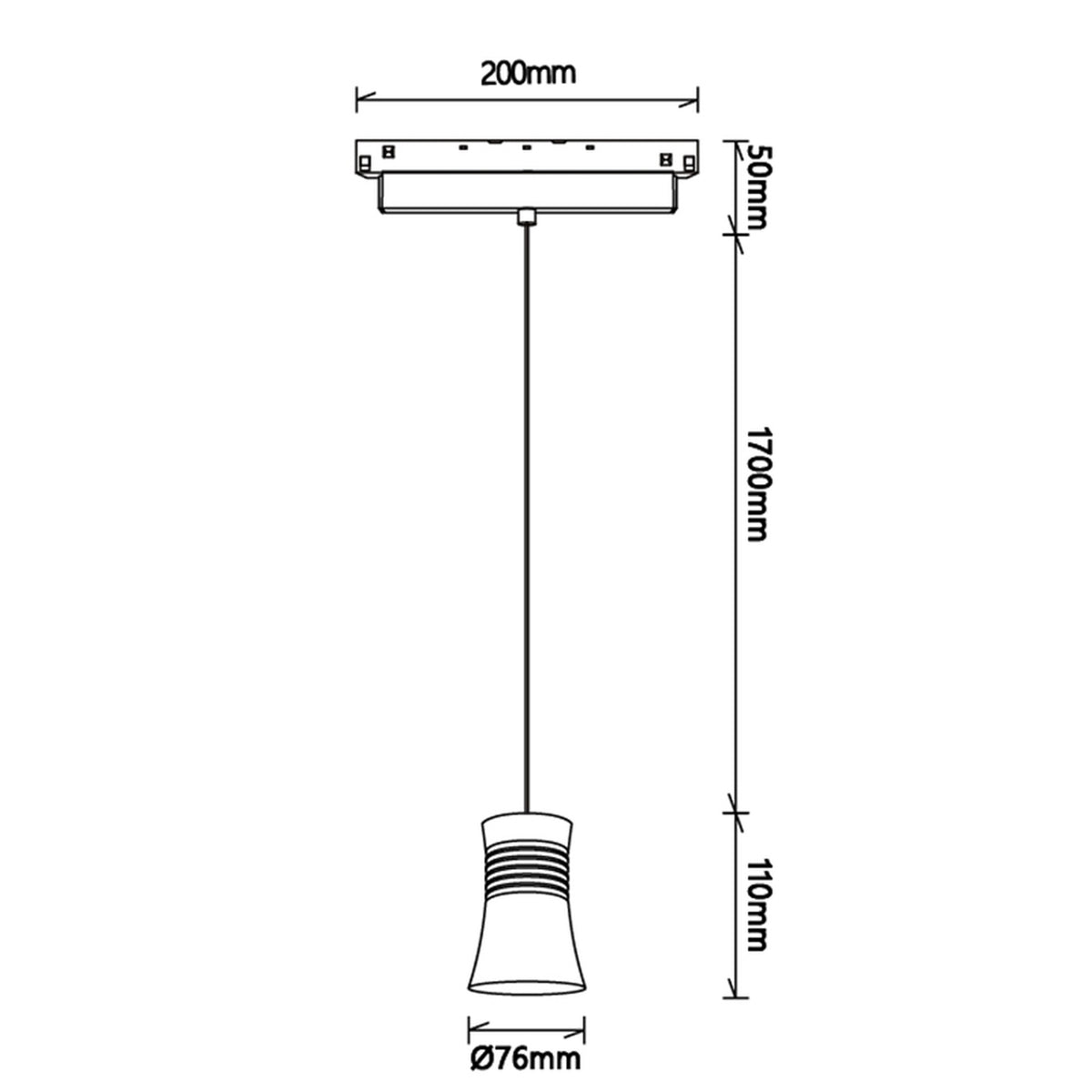 LED viseća svjetiljka 12W 3000K 48V 11CM za Magnetni sustav Mantra MAGNETO, CRNA/ZLATNA