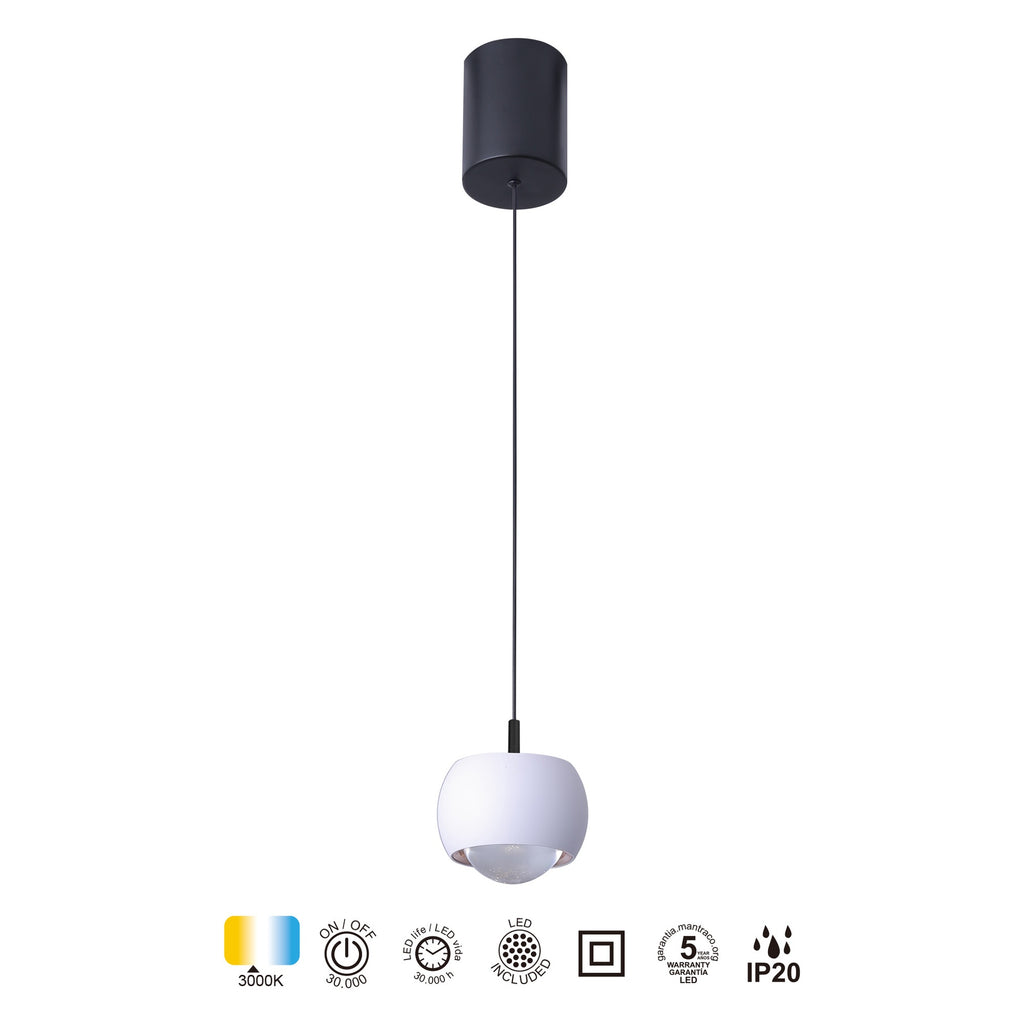 Mantra ROLLER viseća svjetiljka LED 12W 3000K 96MM CRNA/BIJELA