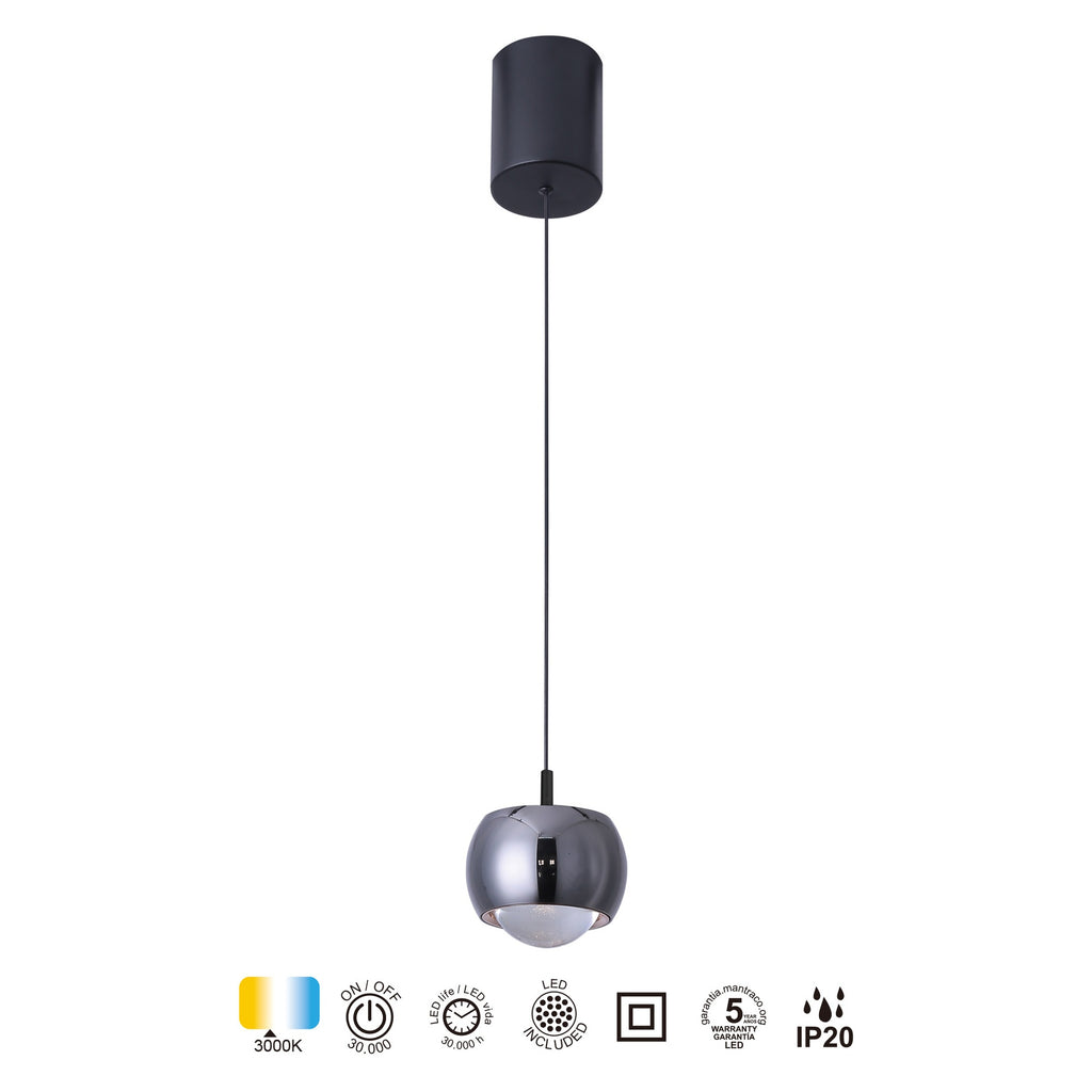 Mantra ROLLER viseća svjetiljka LED 12W 3000K 96MM CRNA/KROM