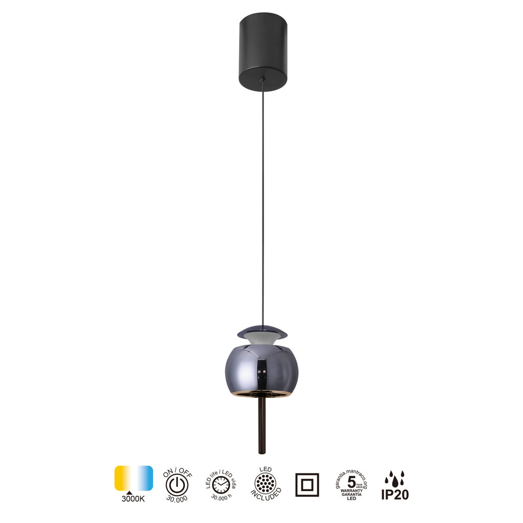 Mantra ROLLER UP viseća svjetiljka LED 12W 3000K 96MM CRNA/KROM