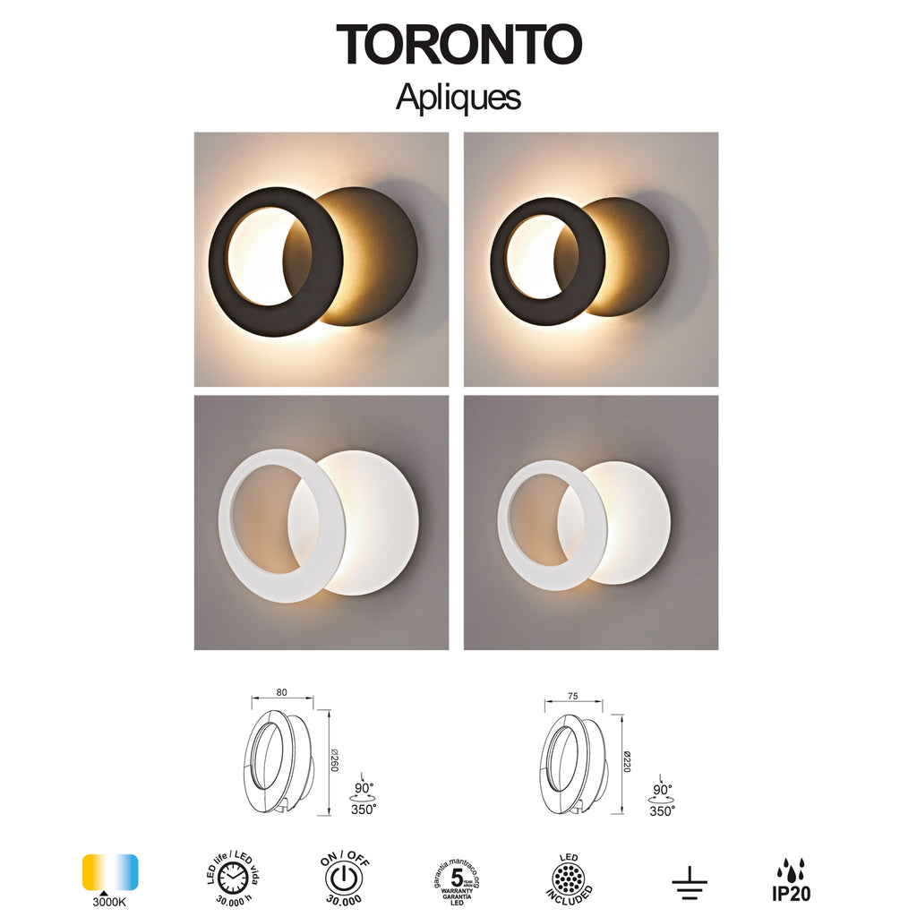 Mantra TORONTO LED ZIDNA SVJETILJKA 15W 3000K 260MM BIJELA