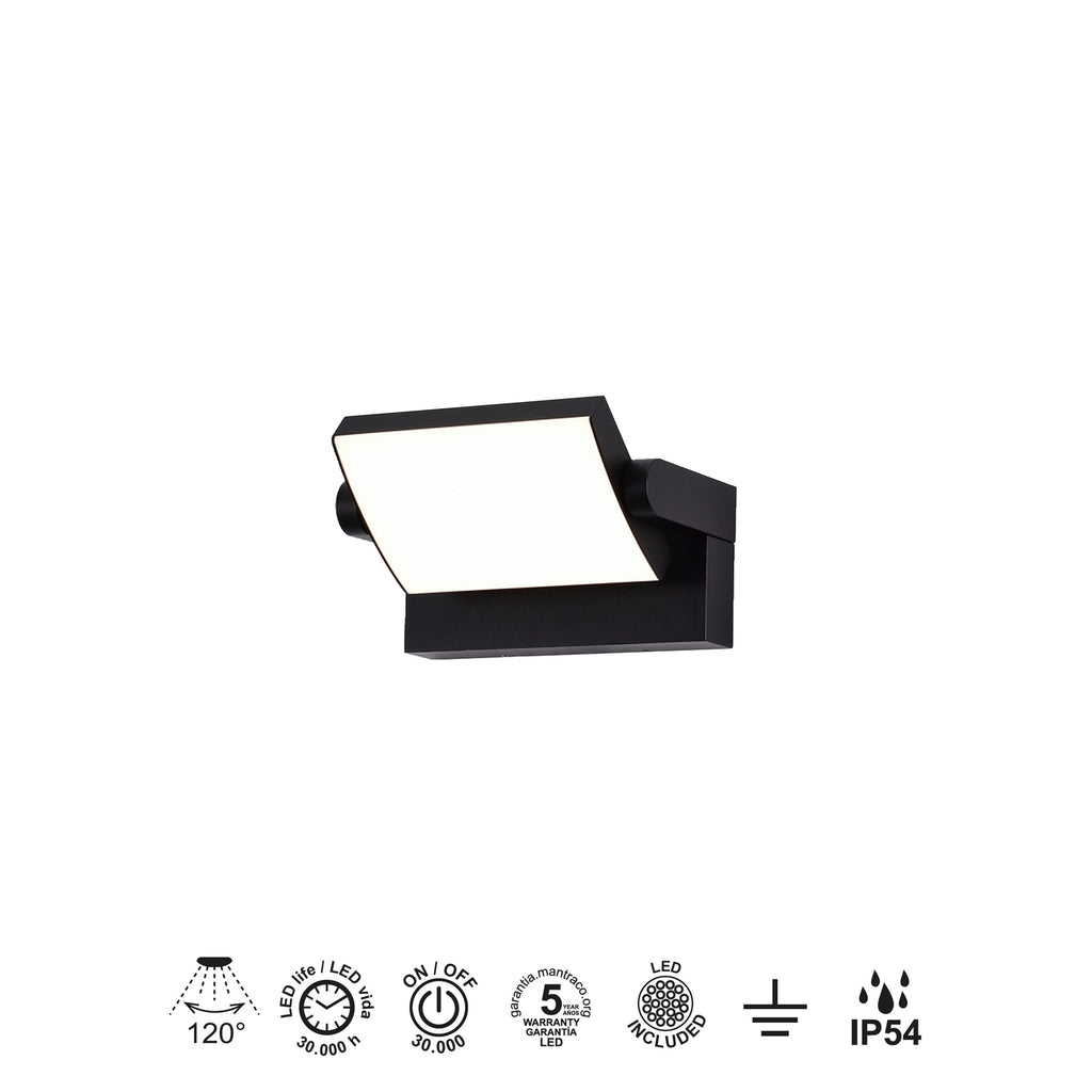 Mantra COOPER vanjska zidna LED svjetiljka 20W 3000K IP54 212MM CRNA