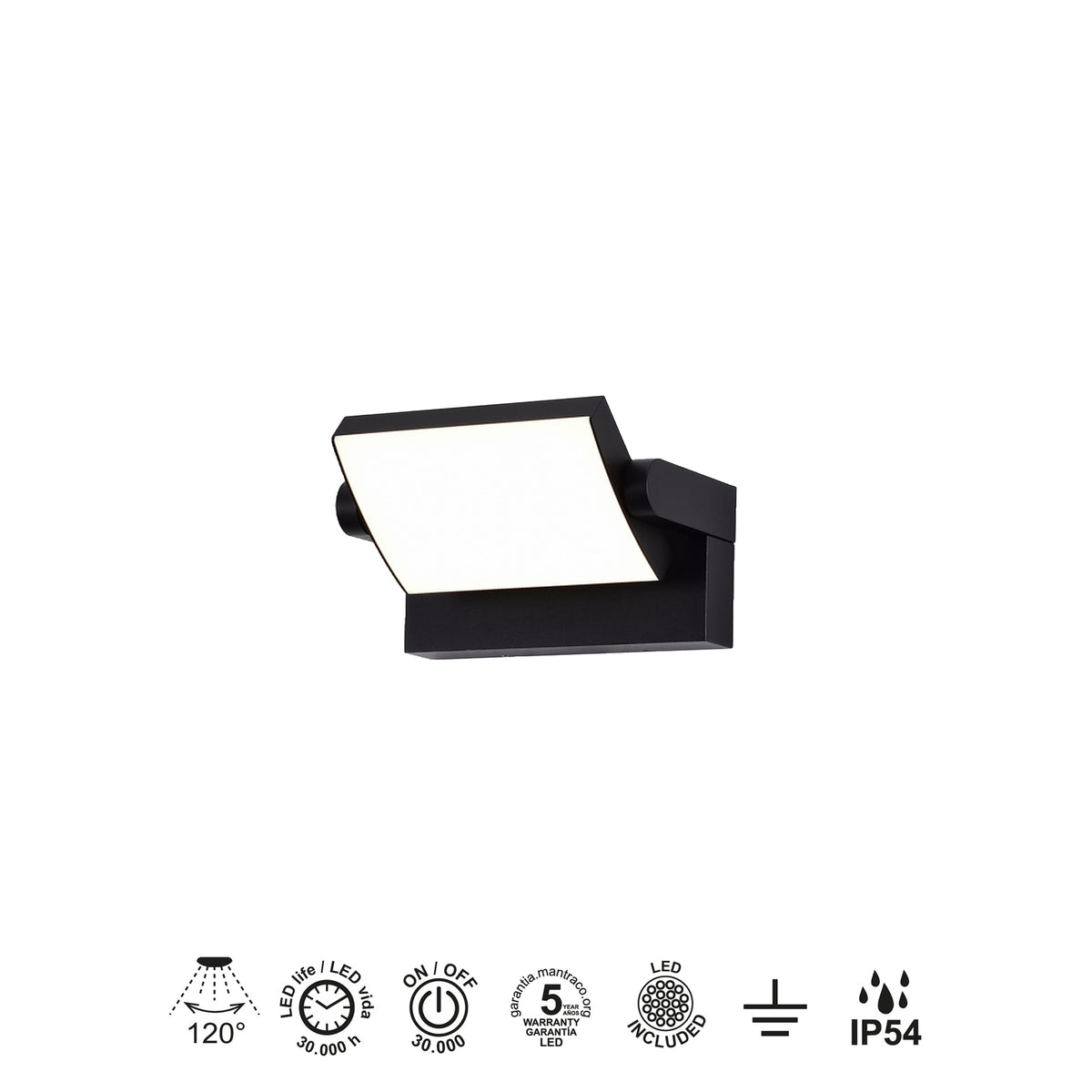 Mantra COOPER vanjska zidna LED svjetiljka 20W 3000K IP54 212MM CRNA